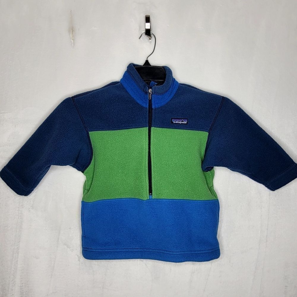 Vintage Patagonia Blue and Green Fleece Pullover Sweater Size XS‎